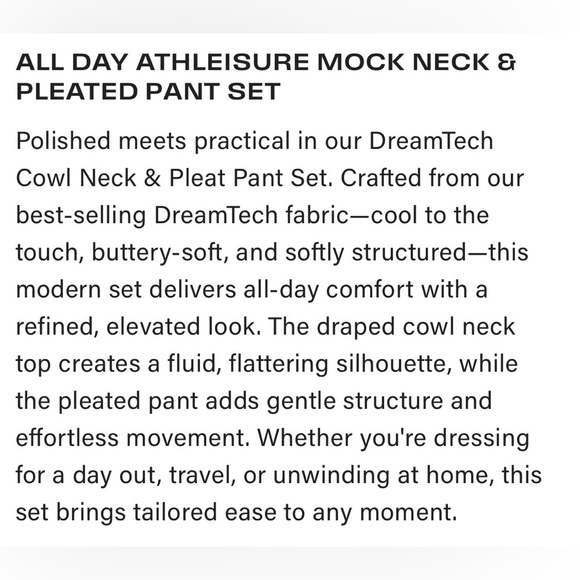 Softies DreamTech Mock Neck with Pleated Pant in Almond- Size M - New With Tags - Picture 5 of 7